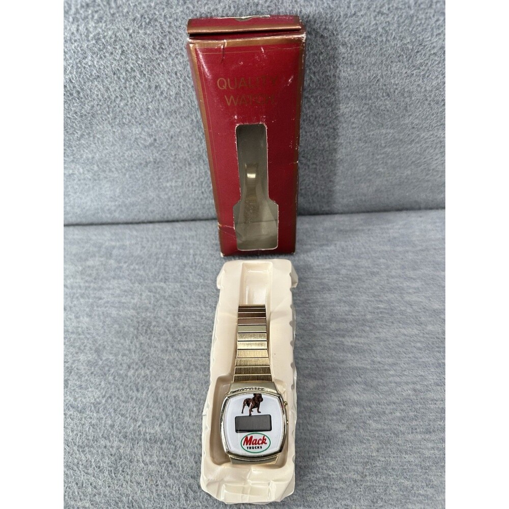 MACK TRUCK Vintage Advertising Gold Tone Quality Digital Watch
